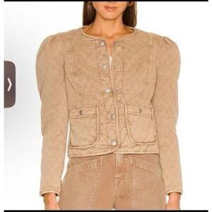 Veronica Beard Beige Quilted Utility Jacket